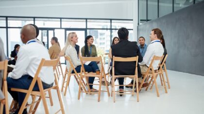 Team having difficult conversation